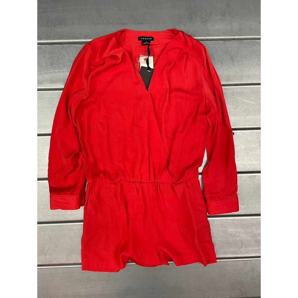 Trouve Long Sleeve Romper Womens Medium Fire Orange NWT